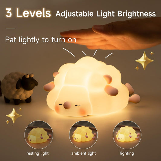 Adorable Sheep Silicone Night Light: Rechargeable, Dimmable, Perfect for Children's Bedrooms